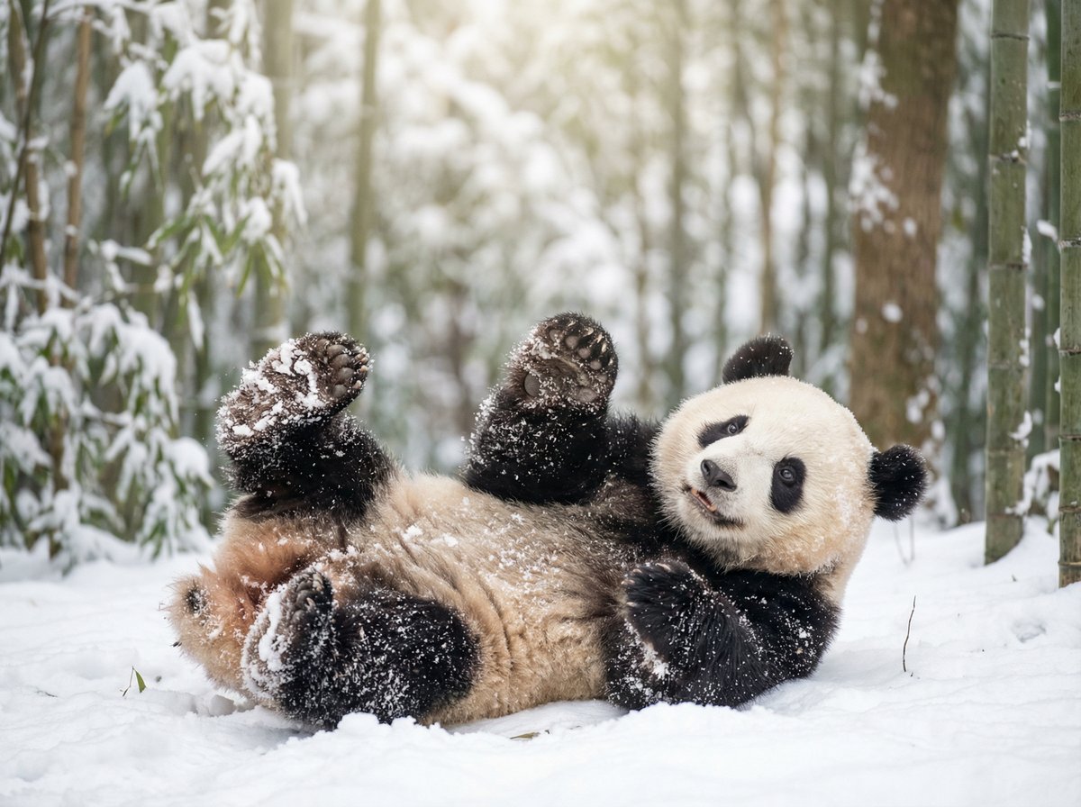 小蓝视频熊猫宝宝雪地嬉戏视频